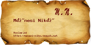 Ménesi Niké névjegykártya